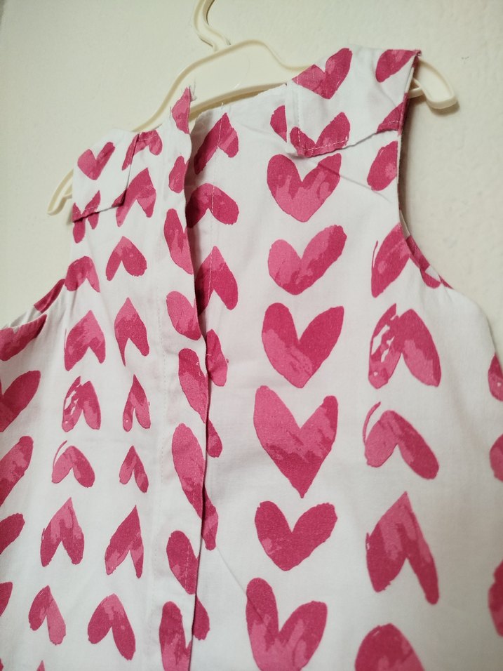 Kız Çocuk Pembe Kalp Desenli Kolsuz Elbise - Görsel 3