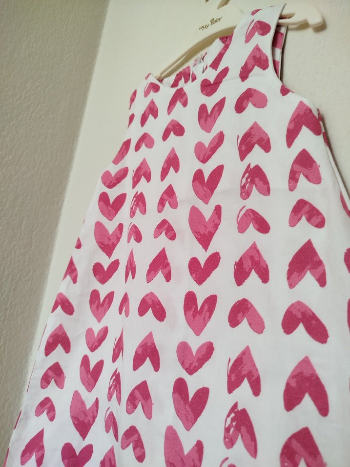 Kız Çocuk Pembe Kalp Desenli Kolsuz Elbise - Görsel 2