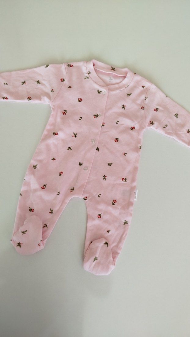 Pembe Çiçekli Detaylı Bebek Tulum - Görsel 5