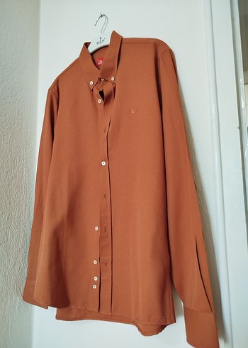 DS Damat Düğmeli Kiremit Rengi Erkek Gömlek - Görsel 5