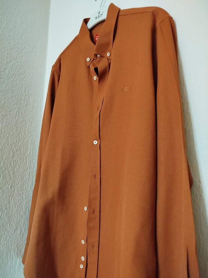 DS Damat Düğmeli Kiremit Rengi Erkek Gömlek - Görsel 2