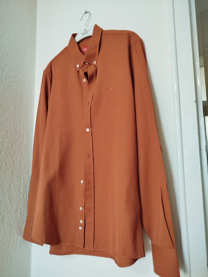 DS Damat Düğmeli Kiremit Rengi Erkek Gömlek - Görsel 5