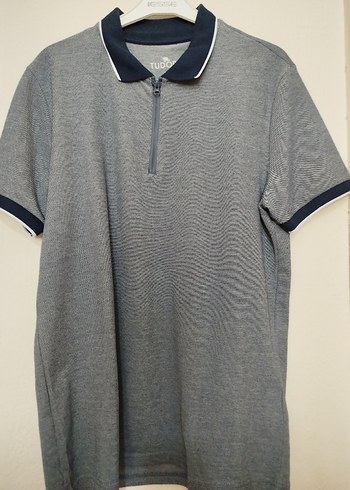 Lacivert ve gri Fermuarlı Erkek Polo Tişört - Görsel 2