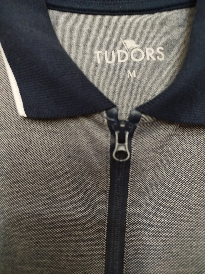 Lacivert ve gri Fermuarlı Erkek Polo Tişört - Görsel 3