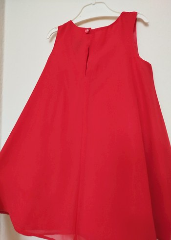 H&M Marka 2-3 Yaş Kolsuz Kırmızı Kız Çocuk Elbise - Görsel 5