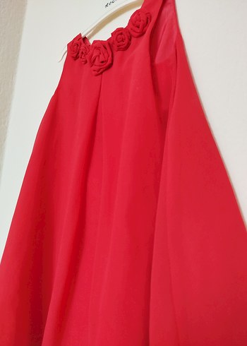 H&M Marka 2-3 Yaş Kolsuz Kırmızı Kız Çocuk Elbise - Görsel 6