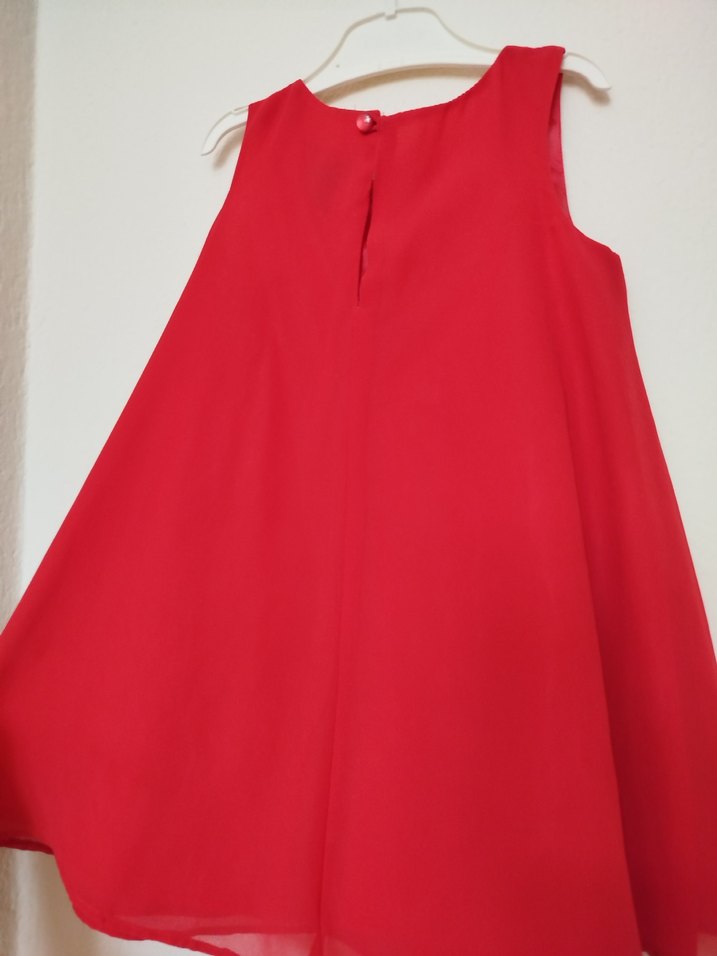 H&M Marka 2-3 Yaş Kolsuz Kırmızı Kız Çocuk Elbise - Görsel 5