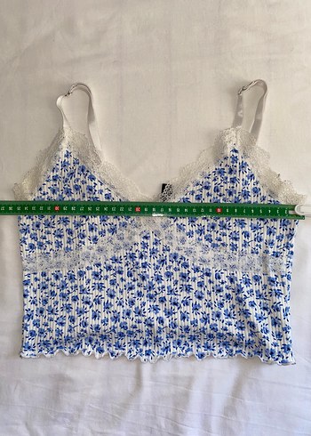 H&M Dantel Detaylı Mavi Nakışlı Kadın Bluz