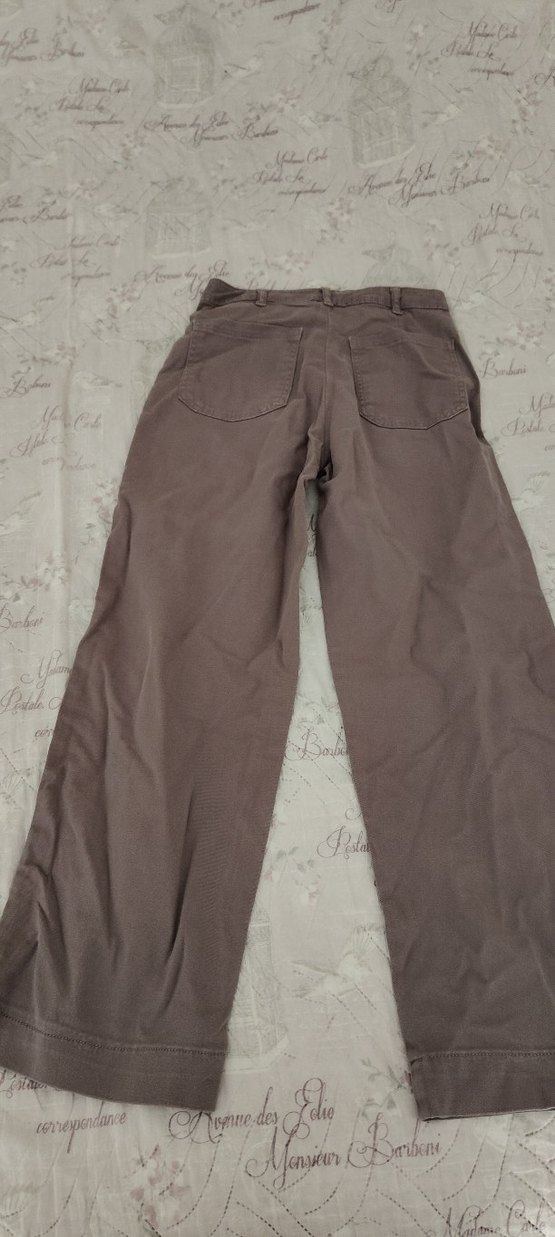 Bej Nakışlı Rahat Kesim Keten Pantolon - Görsel 2