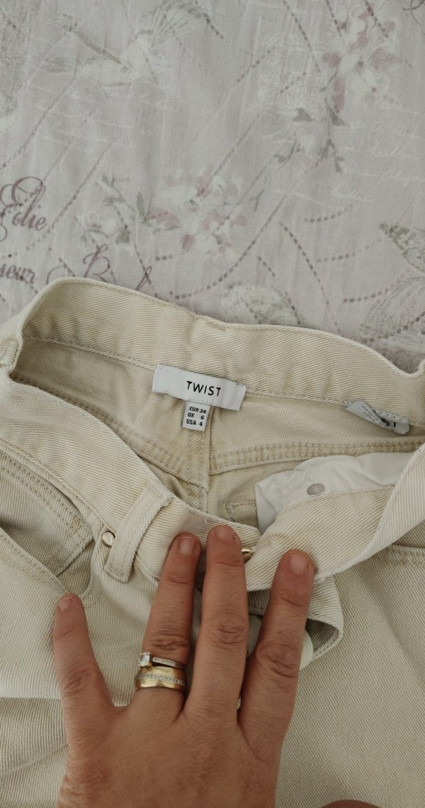 Bej Kadın Keten Midi Geniş Paça Pantolon - Görsel 3