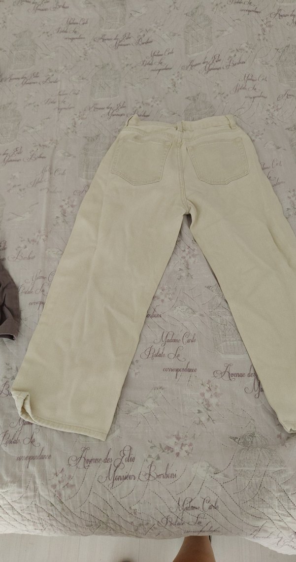 Bej Kadın Keten Midi Geniş Paça Pantolon - Görsel 2