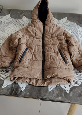 Bej Kapüşonlu Kadın Kışlık Mont - Görsel 5