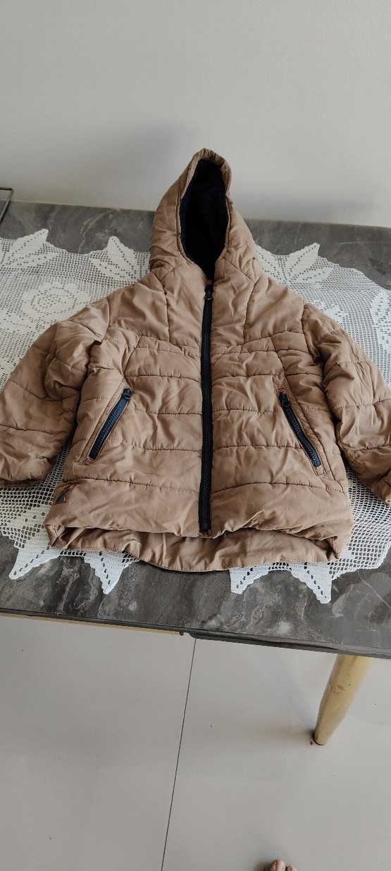 Bej Kapüşonlu Kadın Kışlık Mont - Görsel 5