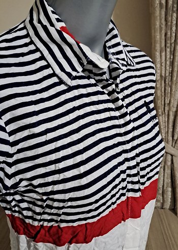 Çizgili Uzun Kollu Pamuklu Kadın Gömlek - Görsel 3