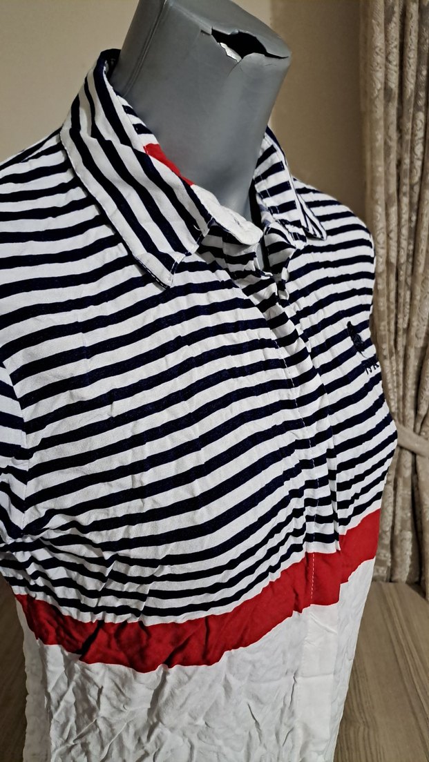 Çizgili Uzun Kollu Pamuklu Kadın Gömlek - Görsel 3