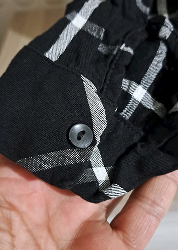 Gri Ekose Desenli Kadın Pamuklu Gömlek - Görsel 5