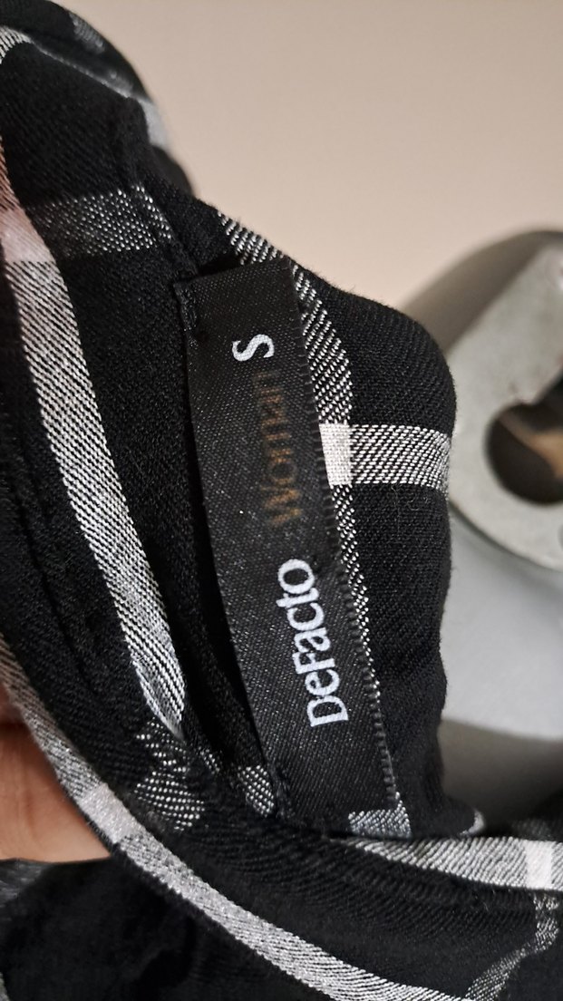 Gri Ekose Desenli Kadın Pamuklu Gömlek - Görsel 4