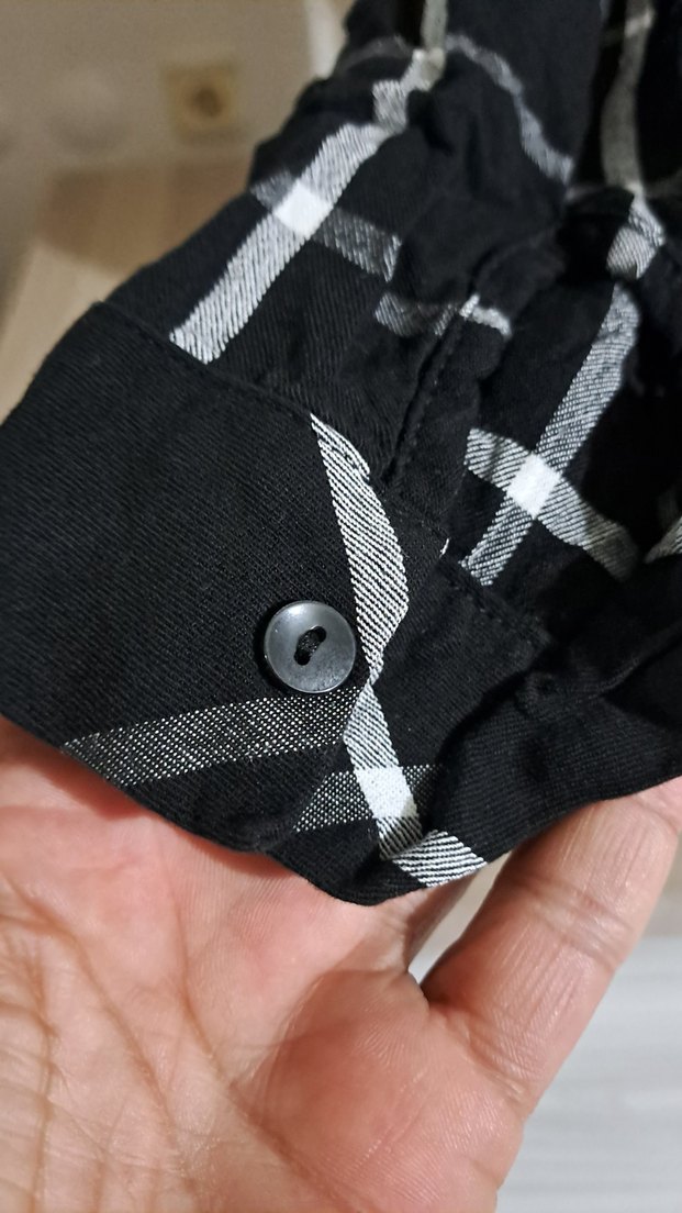 Gri Ekose Desenli Kadın Pamuklu Gömlek - Görsel 5