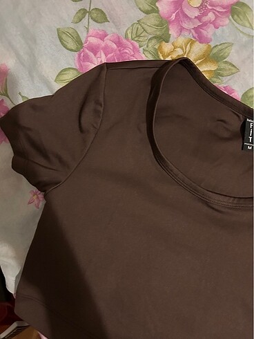 m Beden kahverengi Renk Kahve crop bluz ipleri çıktı