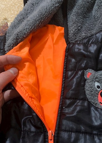 Kapüşonlu Kızak Montu - Gri Peluş Detaylı - Görsel 2