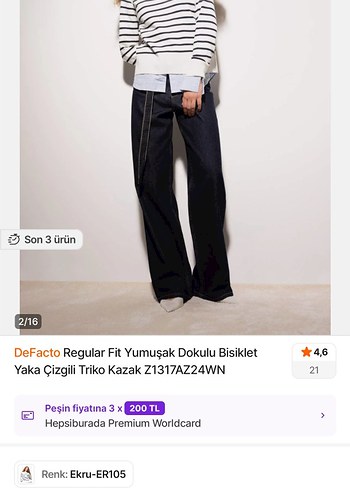 DeFacto siyah çizgili triko kazak - Görsel 2