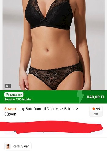 Siyah Dantel Detaylı Midi Sütyen 80/C kalıp - Görsel 2