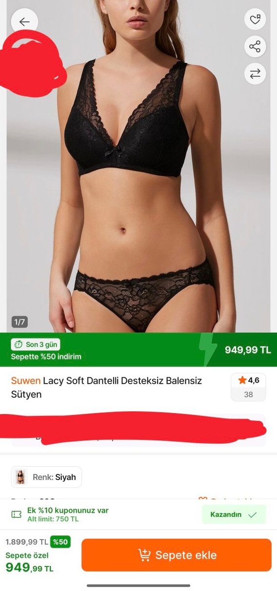 Siyah Dantel Detaylı Midi Sütyen 80/C kalıp - Görsel 2