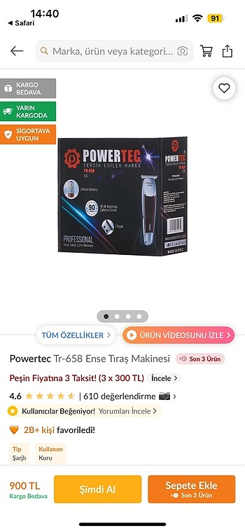 Beden Powertec Tıraş makinesi
