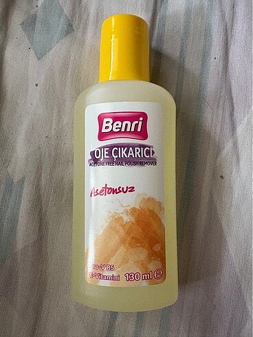 benri asetonsuz oje çıkarıcı 130 ml