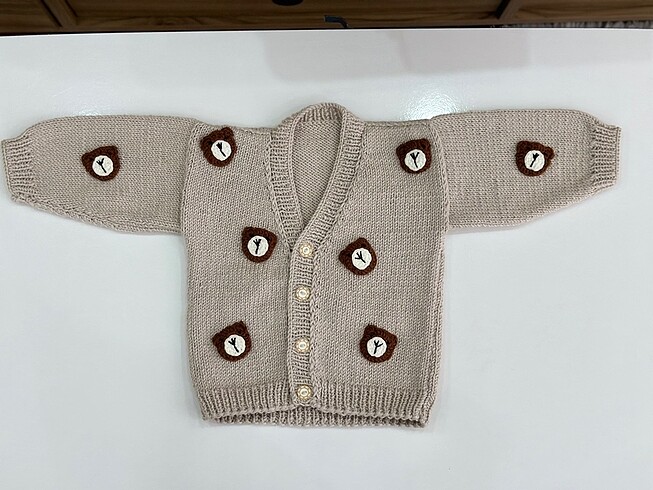 6-9 Ay Beden camel Renk Bebek hırkası