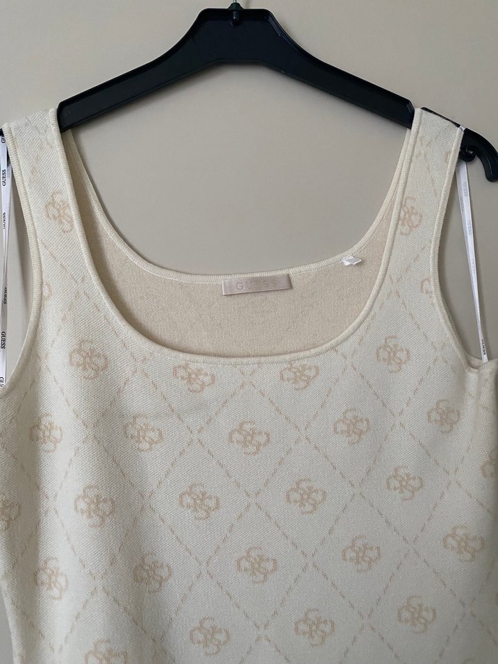 Beyaz Triko Midi Elbise - Görsel 3