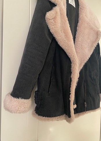 Kürklü Siyah Kadın Midi Ceket - Görsel 3