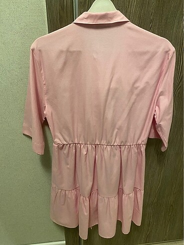 m Beden pembe Renk Stradivarius toz pembe diz üstü elbise