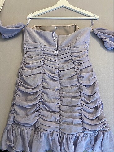 Lila renkte abiye kısa elbise adil ışık - Görsel 5