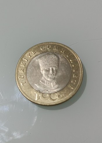 Altın Renkli 100. Yıl 5 TL Koleksiyon parası - Görsel 2