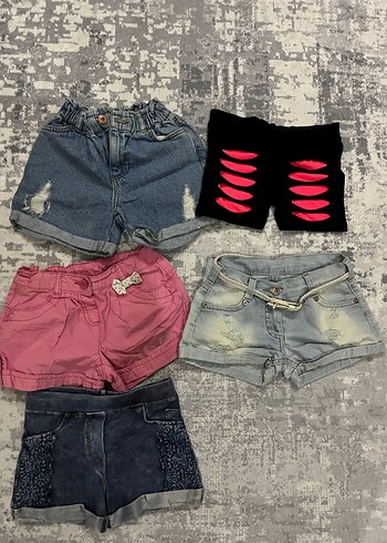 Kızlar için Renkli Kemerli Denim Şort