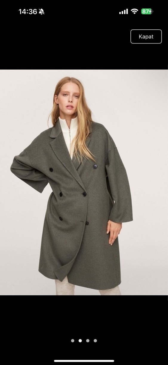 Çift Düğmeli Haki Kaban - Görsel 2