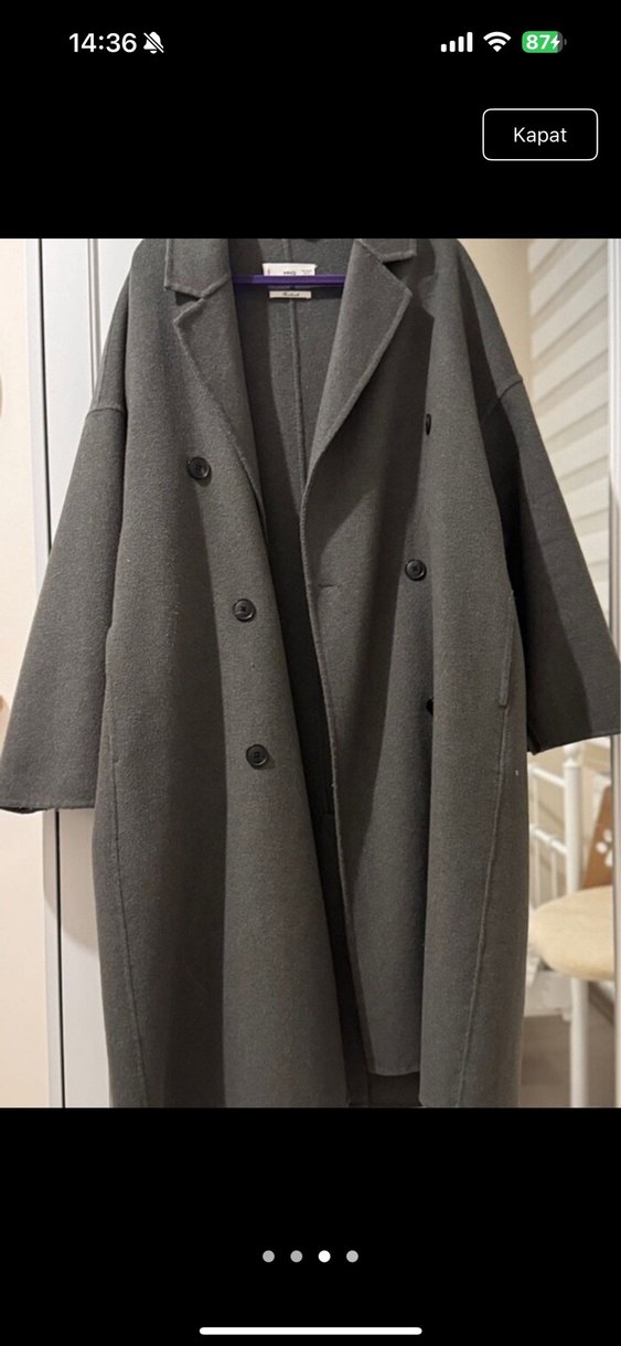 Çift Düğmeli Haki Kaban - Görsel 3