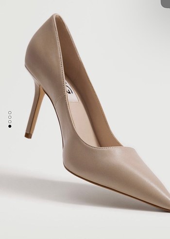 Bej Deri Stiletto Topuklu Kadın Ayakkabı - Görsel 2