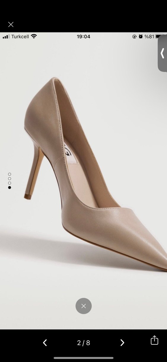 Bej Deri Stiletto Topuklu Kadın Ayakkabı - Görsel 2