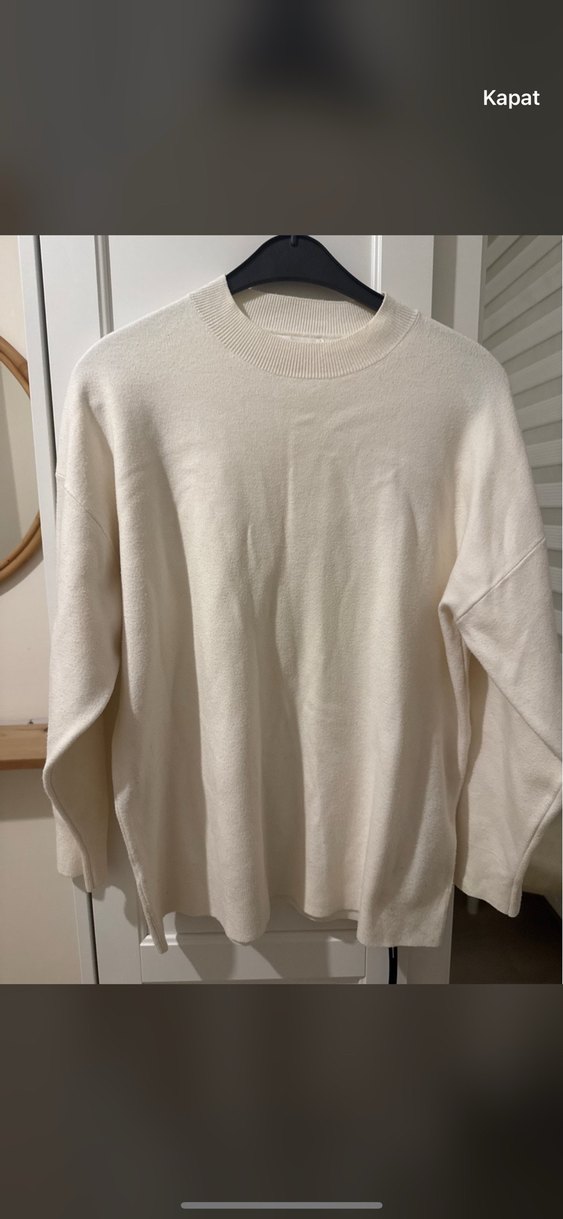 Mango Ekru Geniş Kesimli Örgü Kazak - Görsel 2