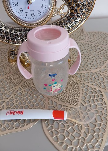 Pembe Bebek Biberonu ve Emzik Tutucu - Görsel 3