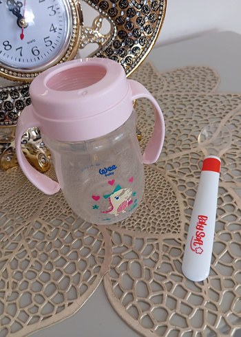 Pembe Bebek Biberonu ve Emzik Tutucu - Görsel 2