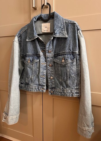 Mango İki Tonlu Mavi Denim Ceket