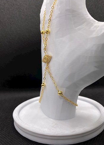 Altın Renkli Yılan Desenli Bohem Zincir Bileklik - Görsel 2