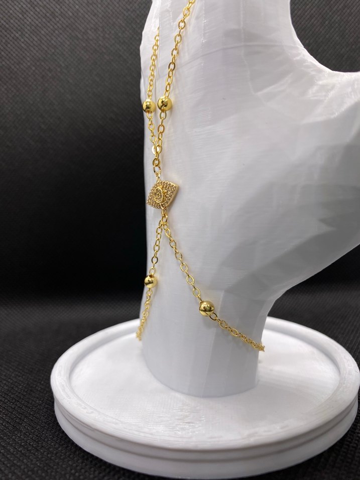 Altın Renkli Yılan Desenli Bohem Zincir Bileklik - Görsel 2