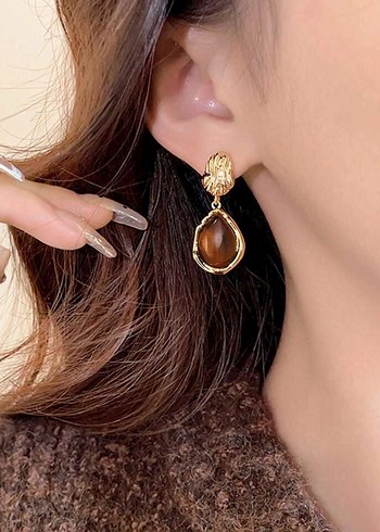 Kahverengi Boncuklu Etnik Midi Küpe - Görsel 2