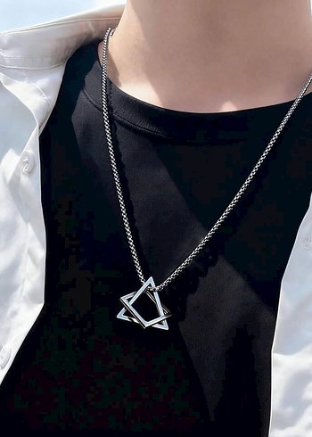 Gri Zincir Detaylı Minimalist Midi Kolye - Görsel 2