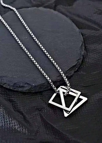 Gri Zincir Detaylı Minimalist Midi Kolye - Görsel 3