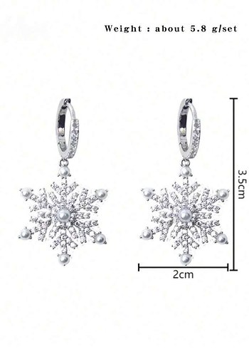 Beyaz İşlemeli Payetli Kadın Küpeler - Görsel 6